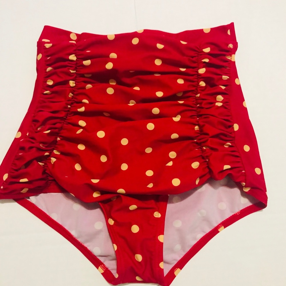 Polka dot swimsuit bottoms only high waist